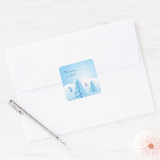 Kerstlandschap Vierkante Sticker (Envelop)
