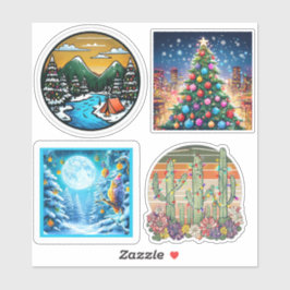 Kerstlandschap Vinyl Gesneden Stickers