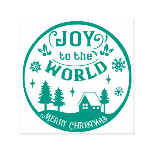 Kerstlandschap 'Vreugde aan de Wereld' Zelfinktende Stempel