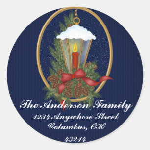 Kerstlantaarn 1 - Kerst Adresetiketten Ronde Sticker