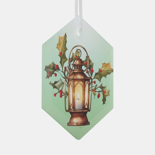 Kerstlantaarn Glas Ornament (Voorkant Rechts)