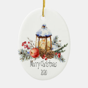 Kerstlantaarn Holly Pine Apple op maat Keramisch Ornament