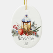 Kerstlantaarn Holly Pine Apple op maat Keramisch Ornament (Achterkant)