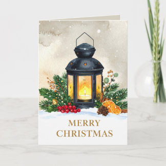 Kerstlantaarn met een gezellige kerstsfeer kaart