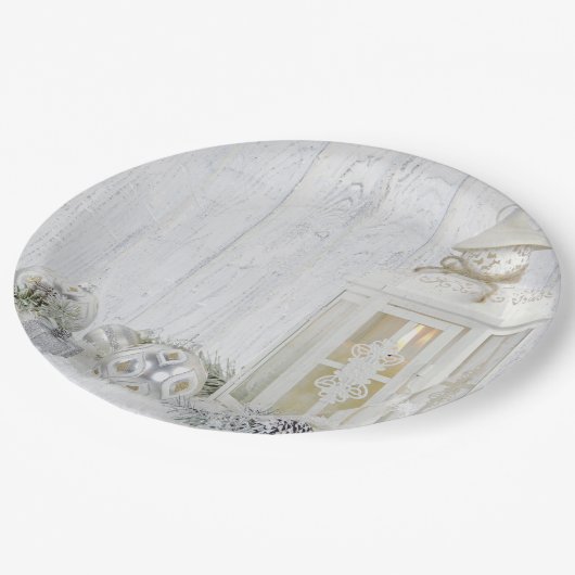 Kerstlantaarn met versieringen papieren bordje (Gekanteld)