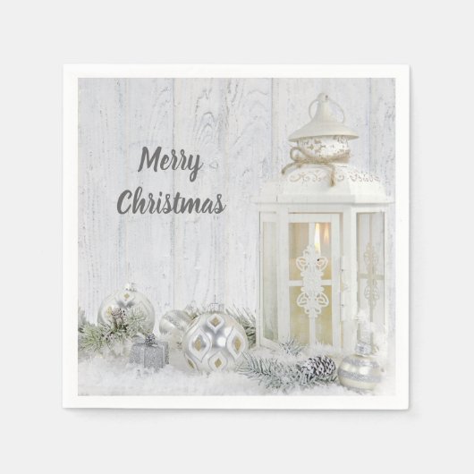 Kerstlantaarn met versieringen servet (Voorkant)