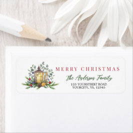 kerstlantaarn met vrolijk kerstfeest etiket