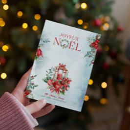 Kerstlantaarn & Poinsettia Boeket uitnodiging