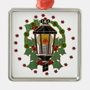 kerstlantaarn Stain Glass Art Deco Metalen Ornament