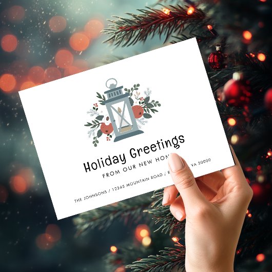 Kerstlantaarn Vakantie Groeten Nieuw Huis Aankondiging