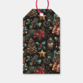 Kerstlantaarns in vintage stijl cadeaulabel (Voorkant)