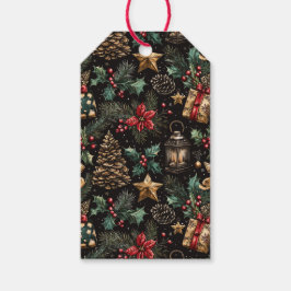 Kerstlantaarns in vintage stijl cadeaulabel