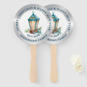 kerstlantaarnsamenstellingen zilver en wit handwaaier (Voorkant en achterkant)