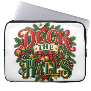 Kerstlaptoptas Deck the Halls Laptop Sleeve