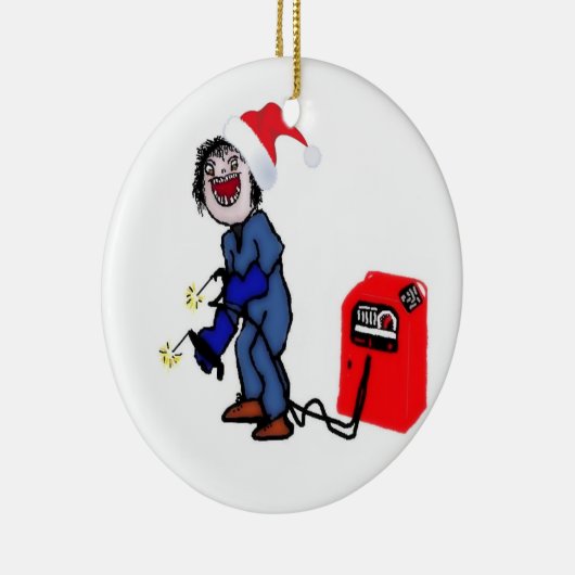 kerstlasser keramisch ornament (Rechts)