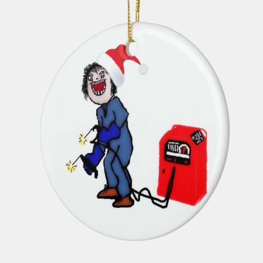 kerstlasser keramisch ornament (Links)