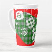 Kerstlaternmok – Witte Ornamenten Latte Mok (Linkerhoek)