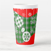 Kerstlaternmok – Witte Ornamenten Latte Mok (Voorkant)
