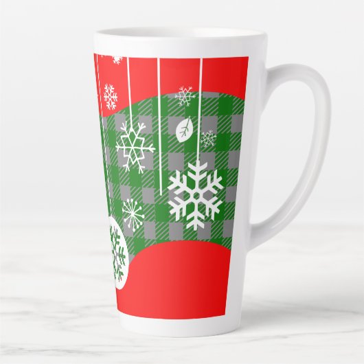 Kerstlaternmok – Witte Ornamenten Latte Mok (Rechts)