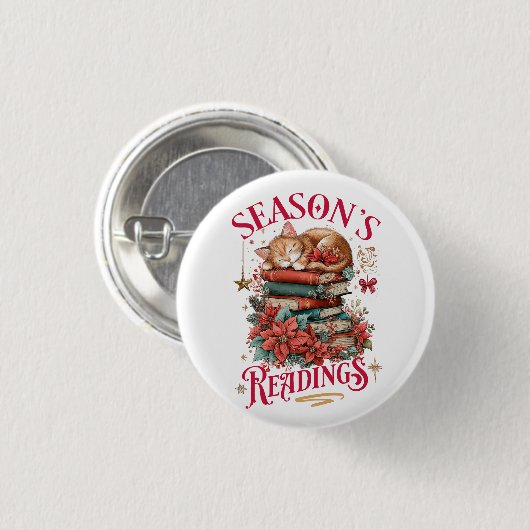 Kerstlectuur Knus Kitten  Ronde Button 3,2 Cm (Voorkant /achterkant)