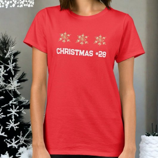 Kerstleeftijd nummer gouden sneeuwvlok monogram t-shirt