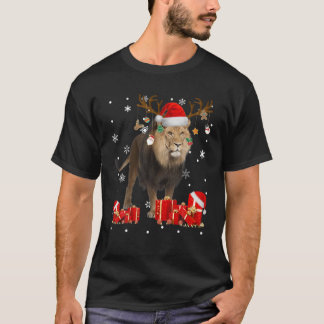 Kerstleeuw Funny Santa Reindeer Lion Lover Gif T-shirt
