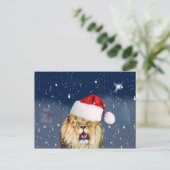 Kerstleeuw in het Santa Hat Briefkaart (Staand voorkant)