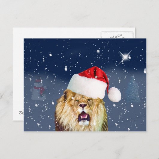 Kerstleeuw in het Santa Hat Briefkaart (Voorkant / Achterkant)