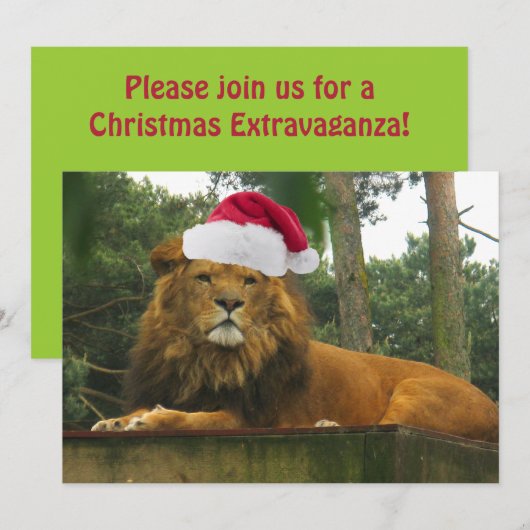 Kerstleeuw met Santa Hat Kaart (Voorkant / Achterkant)