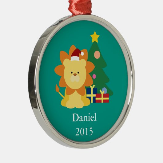 Kerstleeuw Metalen Ornament (Rechts)