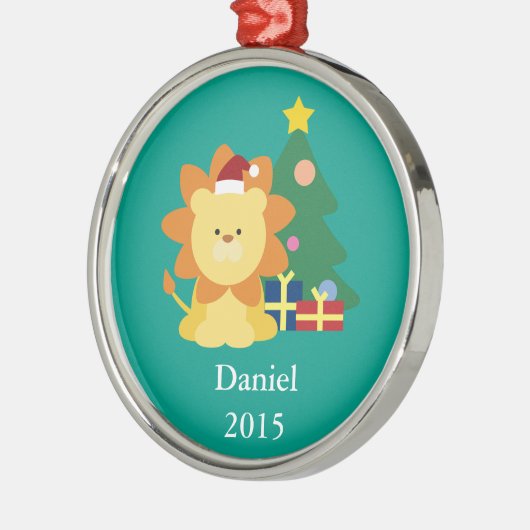 Kerstleeuw Metalen Ornament (Links)