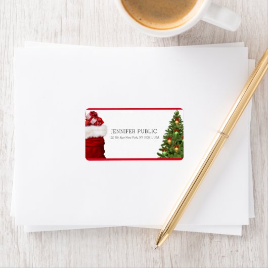 Kerstlegant Moderne Sjabloon Adres Etiket (Insitu)