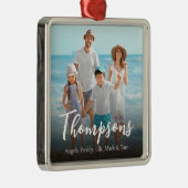 Kerstlegant Photo Simple Calligraphy Script Metalen Ornament (Rechts)