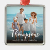 Kerstlegant Photo Simple Calligraphy Script Metalen Ornament (Voorkant)