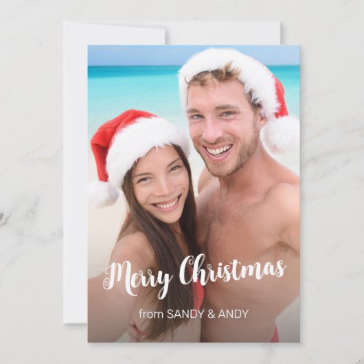 Kerstlegant Script 2 Side Design Photo Feestdagenkaart (Voorkant)