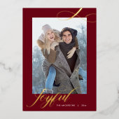 Kerstlegant script Joyful Photo Gold Folie Feestdagenkaart (Voorkant)