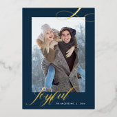 Kerstlegant script Joyful Photo Gold Folie Feestdagenkaart (Voorkant)
