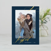 Kerstlegant script Joyful Photo Gold Folie Feestdagenkaart (Staand Voorkant)