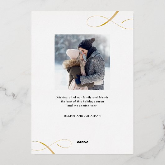 Kerstlegant script Joyful Photo Gold Folie Feestdagenkaart (Achterkant)