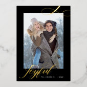 Kerstlegant script Joyful Photo Gold Folie Feestdagenkaart (Voorkant)