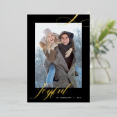 Kerstlegant script Joyful Photo Gold Folie Feestdagenkaart (Staand Voorkant)