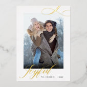 Kerstlegant script Joyful Photo Gold Folie Feestdagenkaart (Voorkant)
