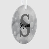 Kerstlegant Silver Initiaal Monogram Ornament (voorkant)