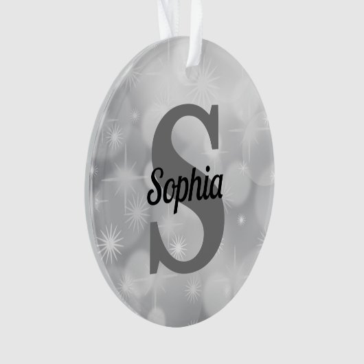 Kerstlegant Silver Initiaal Monogram Ornament (voorkant)