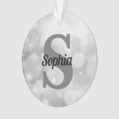 Kerstlegant Silver Initiaal Monogram Ornament (voorkant)