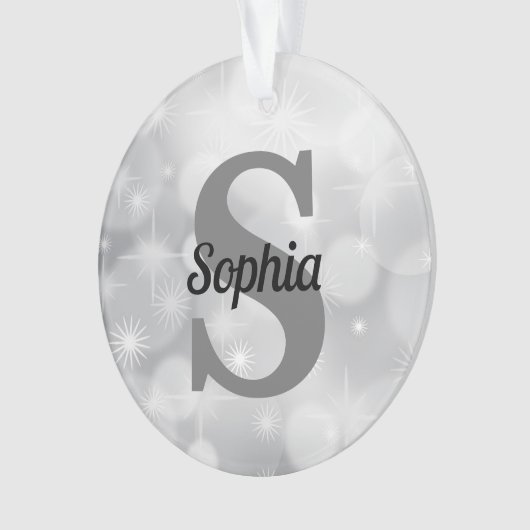 Kerstlegant Silver Initiaal Monogram Ornament (voorkant)