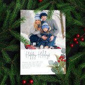 Kerstlegant Winter Holly Berries 1 Foto Feestdagenkaart