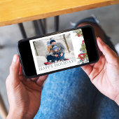 Kerstlegant Winter Holly Berries 2 Foto Feestdagenkaart