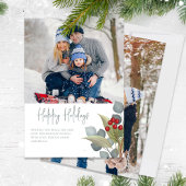 Kerstlegant Winter Holly Berries 2 Foto Feestdagenkaart