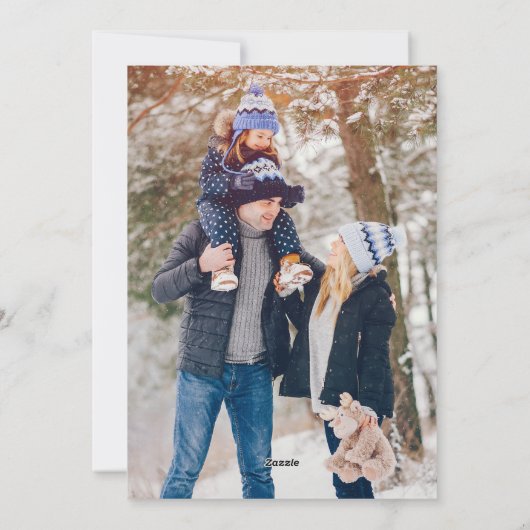 Kerstlegant Winter Holly Berries 2 Foto Feestdagenkaart (Achterkant)